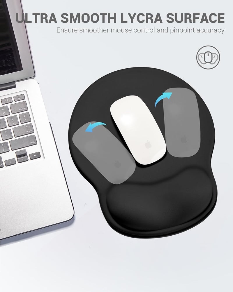 Laborio Ergonomic Mouse Pad with Wrist Rest, Large Mousepad(10.6'' x 9''), Wrist Support Mouse Mat with Non-Slip Base, Pain Relief for Laptop & Computer (Black) - Image 5